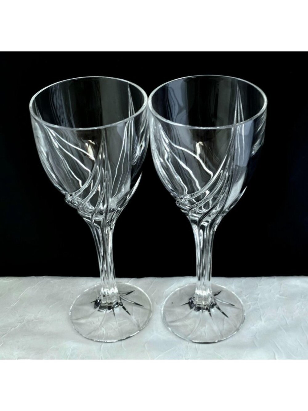 Lenox Crystal Debut Water Glasses 8.25" set-2 vertical swirl fine cut crystal - Picture 2 of 10